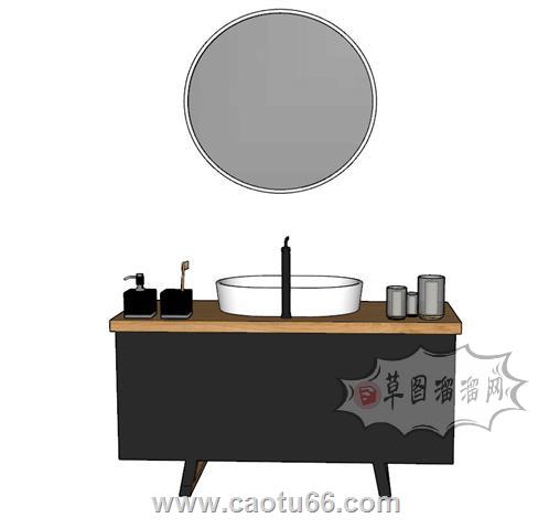 洗手池浴室柜SU模型