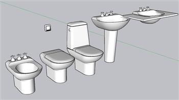 马桶洗手池SU模型 免费sketchup模型下载