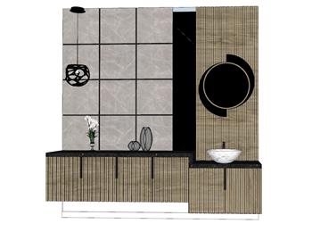 浴室柜洗手池SU模型