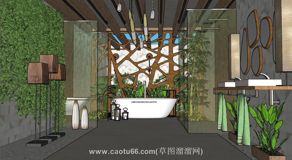 豪华浴室SU模型
