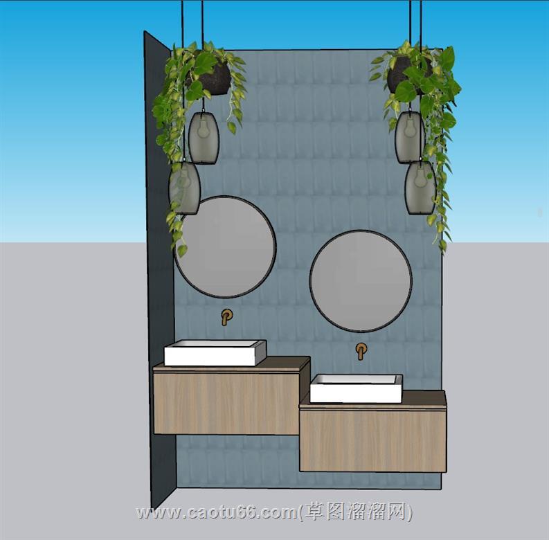 浴室柜洗手池台盆SU模型