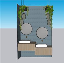 浴室柜洗手池台盆SU模型