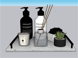 沐浴露蜡烛多肉植物SU模型