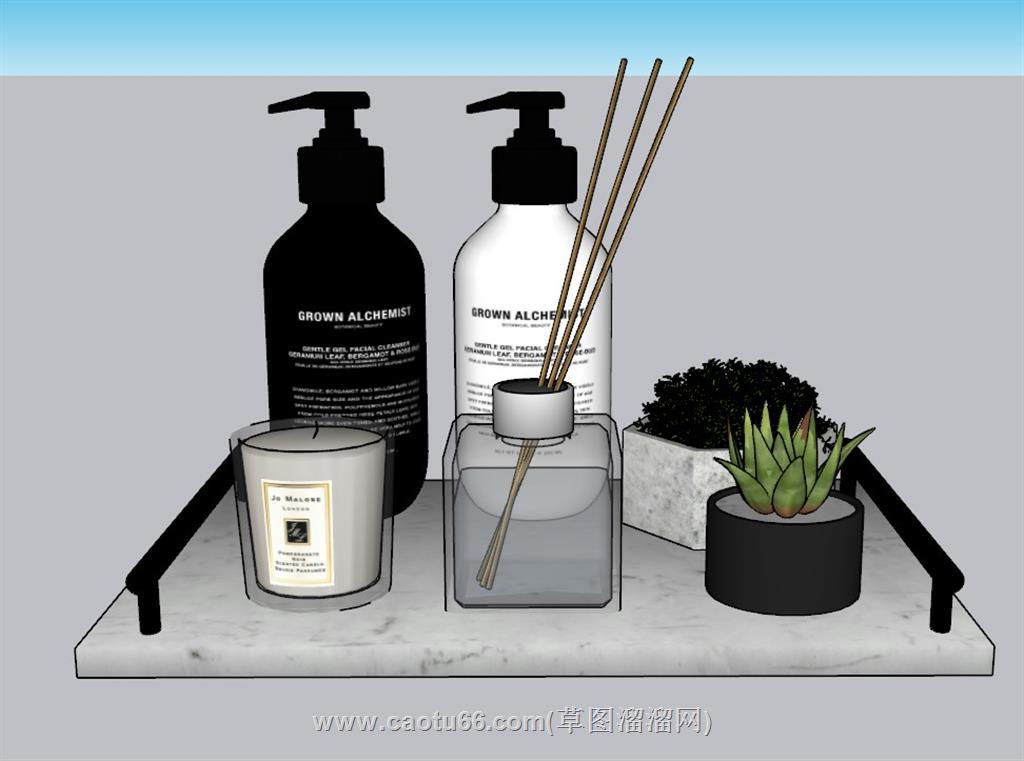 沐浴露蜡烛多肉植物SU模型