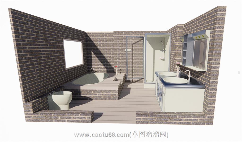 洗澡房浴室SU模型
