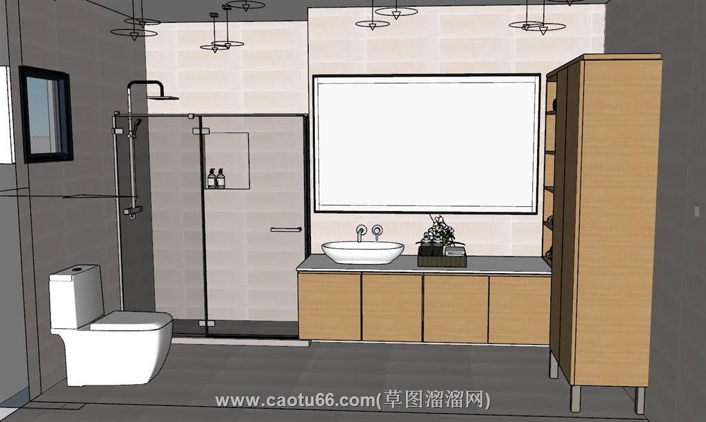 浴室浴室柜马桶SU模型