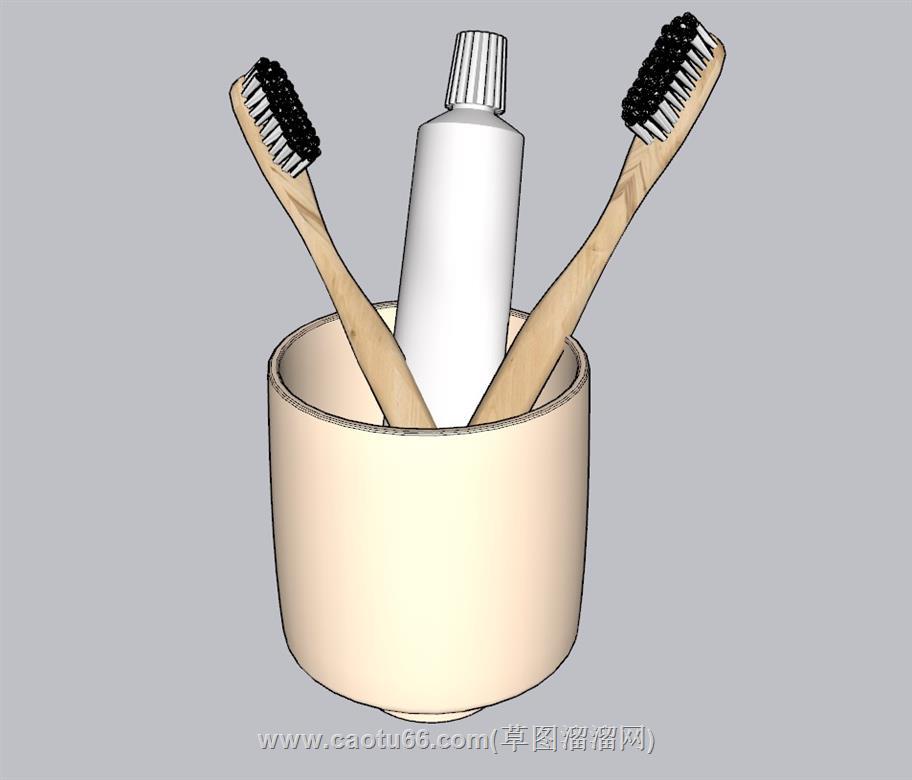 牙刷牙膏漱口杯SU模型