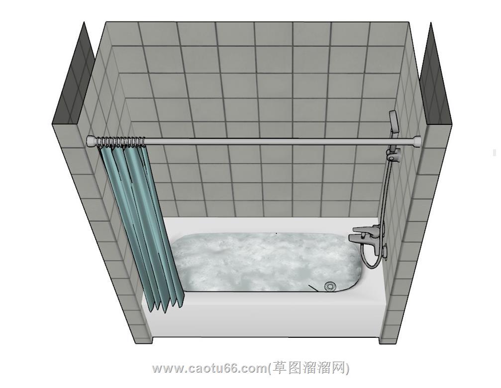 浴室浴缸浴帘SU模型