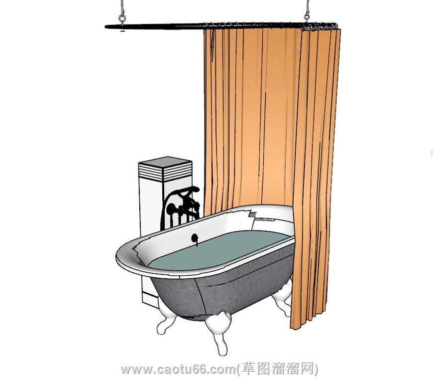 浴帘浴缸SU模型