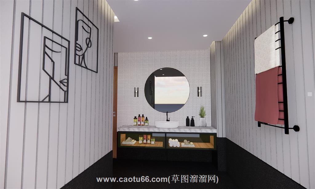 浴室柜洗漱台SU模型