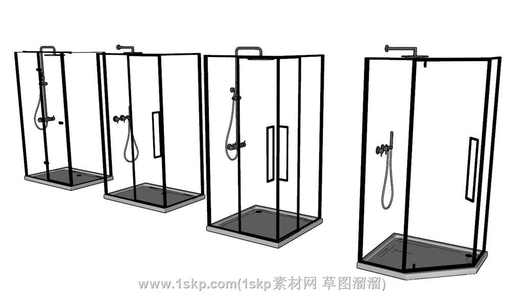淋浴房玻璃SU模型