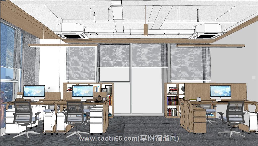 办公室办公桌SU模型