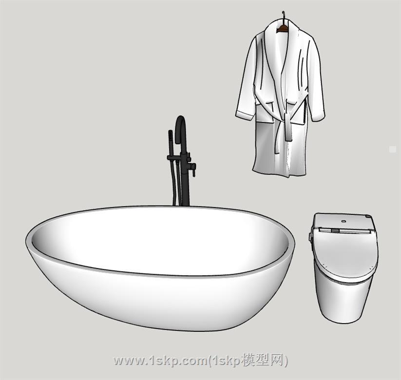 浴缸马桶浴袍SU模型