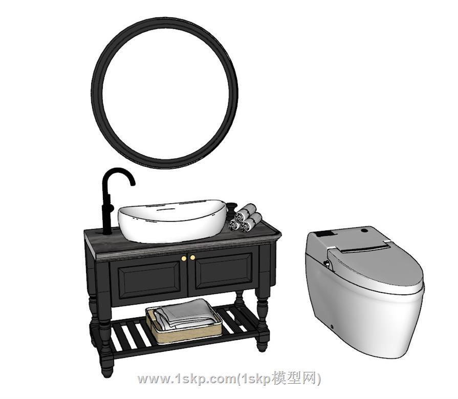 浴室柜马桶SU模型