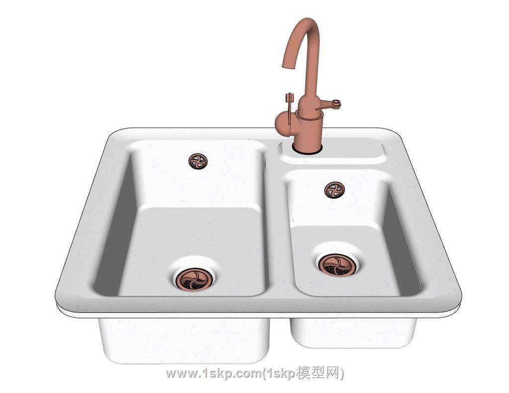 双盆洗手池SU模型