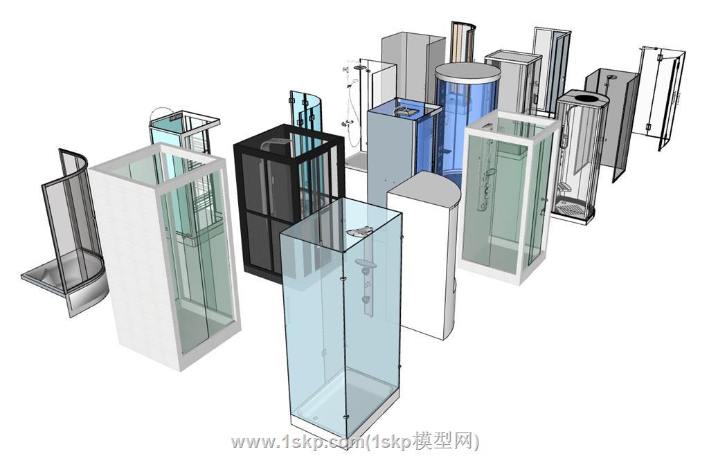 淋浴玻璃房SU模型