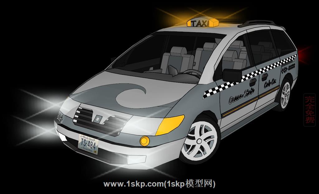 夜晚开雾灯出租车