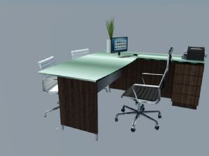 老板办公室办公桌办公桌椅SU模型