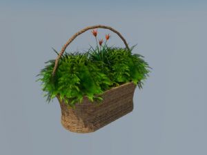 篮子花盆绿色植物SU模型