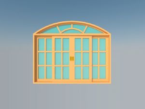 欧式门窗木制门窗玻璃门SU模型