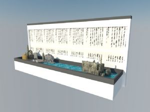 中式景墙水景SU模型