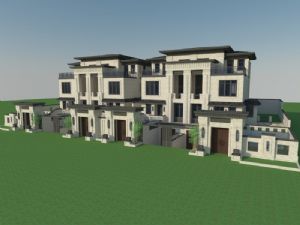 新中式联排别墅建筑SKP模型