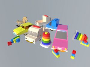 儿童玩具-智力玩具-积木-木制玩具汽车SU模型