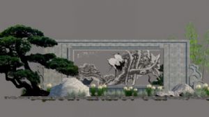 中式景墙园林SU模型
