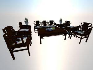 新中式沙发茶几家具组合