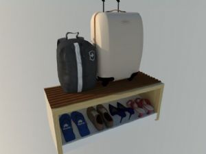 行李箱-背包-鞋子-换鞋凳SU模型