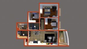三房室内户型SU模型