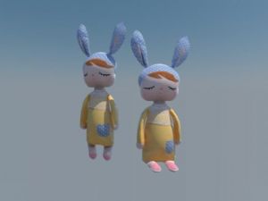 女孩的兔子布娃娃玩具的SU模型