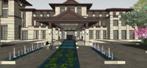 汉唐酒店建筑SU模型