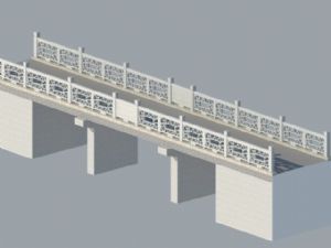 中式风格景观桥石桥的SU模型