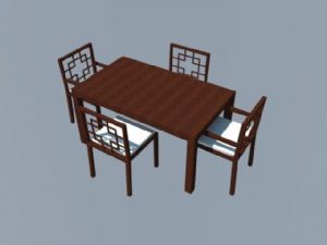 中式家具餐桌椅SU模型