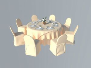 酒宴酒席圆形饭桌椅SU模型