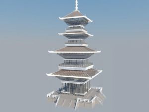 中式塔楼建筑SU模型