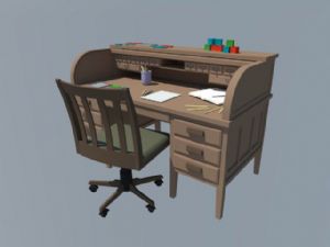 儿童木制书桌SU模型