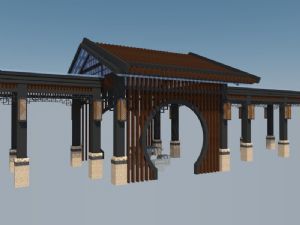 中式亭子长廊SU模型