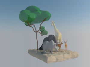 犀牛大象长颈SU模型