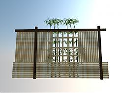 竹子景观围墙SU模型