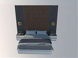 双人床软包墙床头柜SU模型