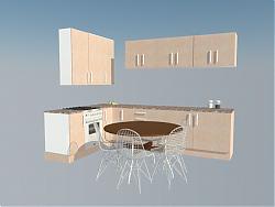 现代厨房橱柜吊柜厨具su模型