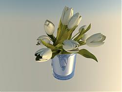 白百合花瓶装饰品SU模型