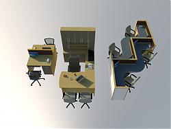 办公桌椅公司家具SU模型