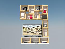 木制电视柜电视机SU模型