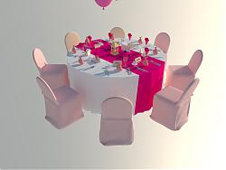 婚庆宴席桌婚礼桌SU模型
