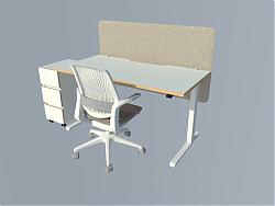 个人电脑桌办公桌椅SU模型