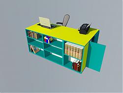 L型现代书桌SU模型
