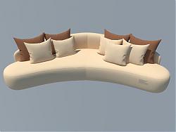 半弧形皮沙发SU模型